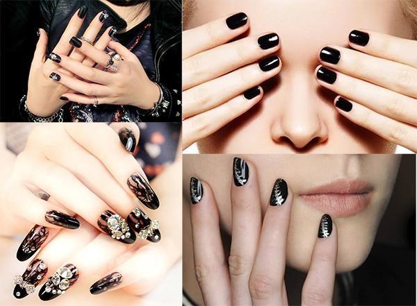 Kiểu nail màu đen: Màu sắc tối giản như đen đang trở thành xu hướng mới trong lĩnh vực kiểu tóc, thời trang và cả các kiểu móng tay trong năm